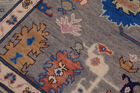 handmade Traditional Oushak Gray Blue Hand Knotted RECTANGLE 100% WOOL area rug 8' x 11'
