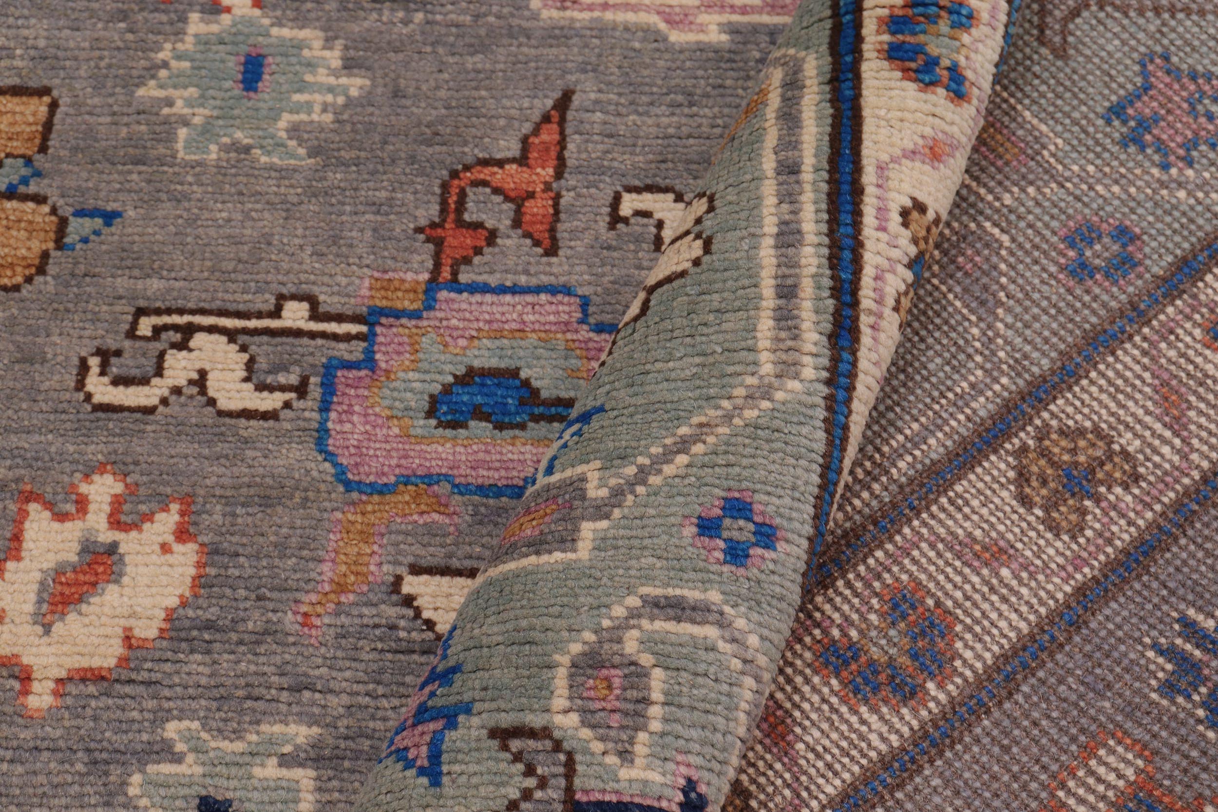 handmade Traditional Oushak Gray Blue Hand Knotted RECTANGLE 100% WOOL area rug 8' x 11'