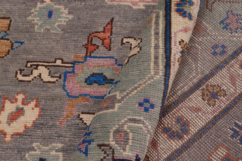 handmade Traditional Oushak Gray Blue Hand Knotted RECTANGLE 100% WOOL area rug 8' x 11'