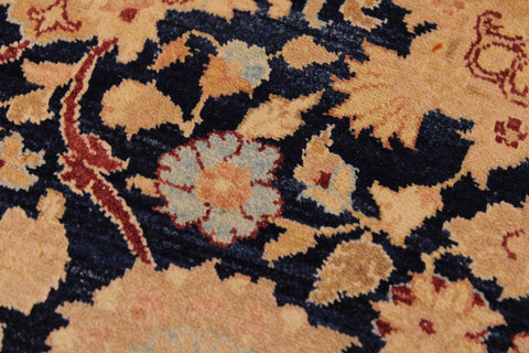handmade Transitional Tabriz Blue Brown Hand Knotted RECTANGLE 100% WOOL area rug 9x12