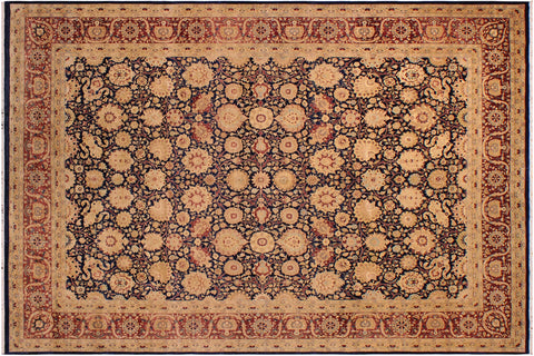 handmade Transitional Tabriz Blue Brown Hand Knotted RECTANGLE 100% WOOL area rug 9x12