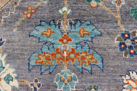 handmade Traditional Oushak Gray Blue Hand Knotted RECTANGLE 100% WOOL area rug 5' x 8'