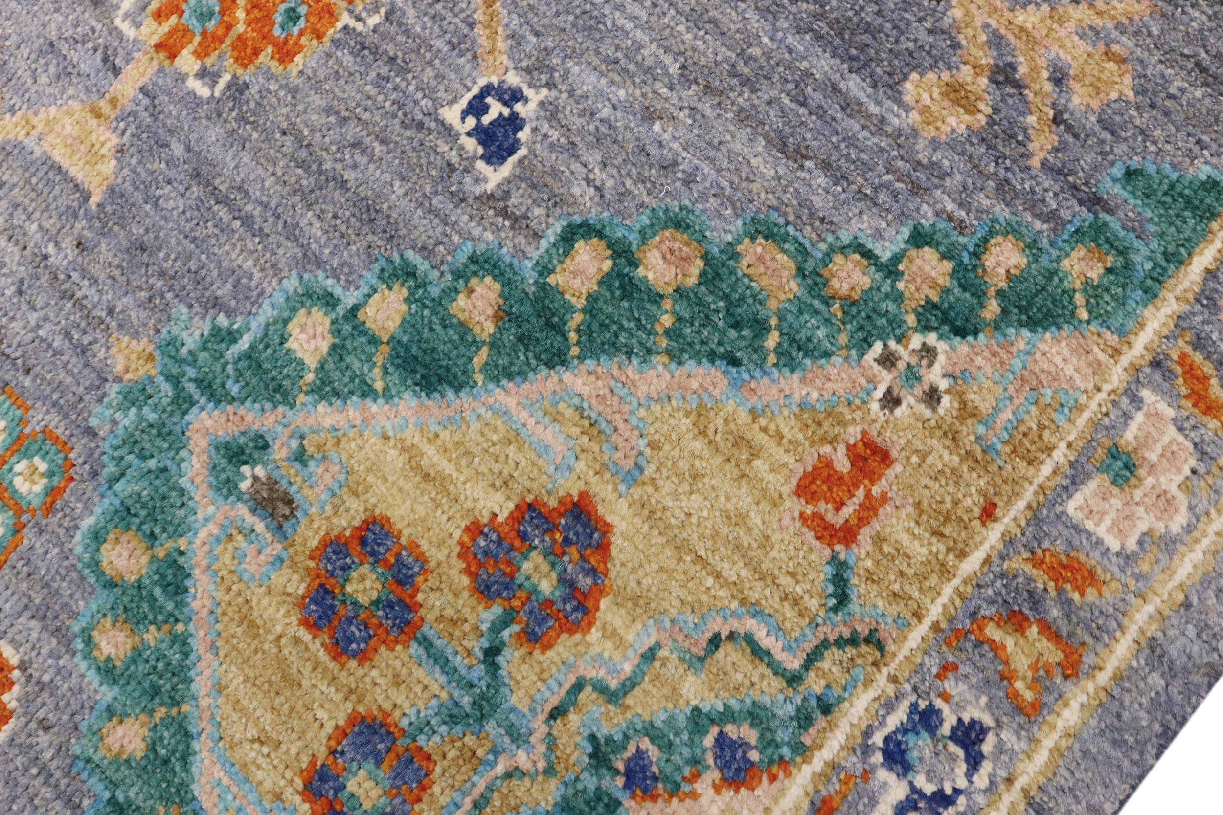 handmade Traditional Oushak Gray Blue Hand Knotted RECTANGLE 100% WOOL area rug 5' x 8'