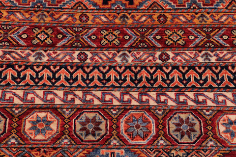 handmade Geometric Kurjean Red Blue Hand Knotted RECTANGLE 100% WOOL area rug 8x10