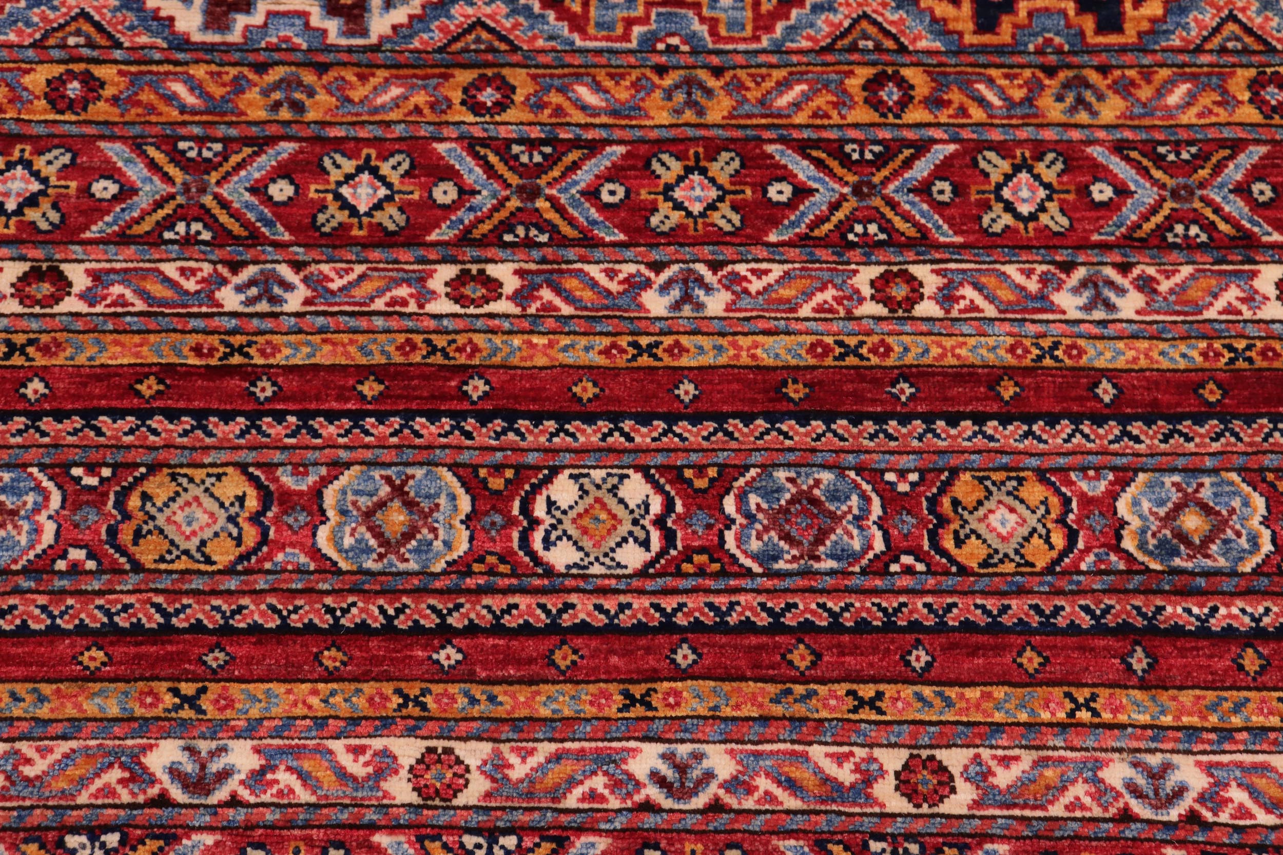 handmade Geometric Kurjean Red Blue Hand Knotted RECTANGLE 100% WOOL area rug 8x10