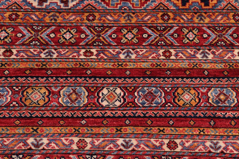 handmade Geometric Kurjean Red Blue Hand Knotted RECTANGLE 100% WOOL area rug 8x10