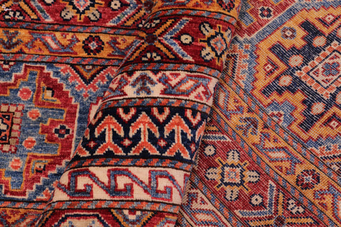handmade Geometric Kurjean Red Blue Hand Knotted RECTANGLE 100% WOOL area rug 8x10