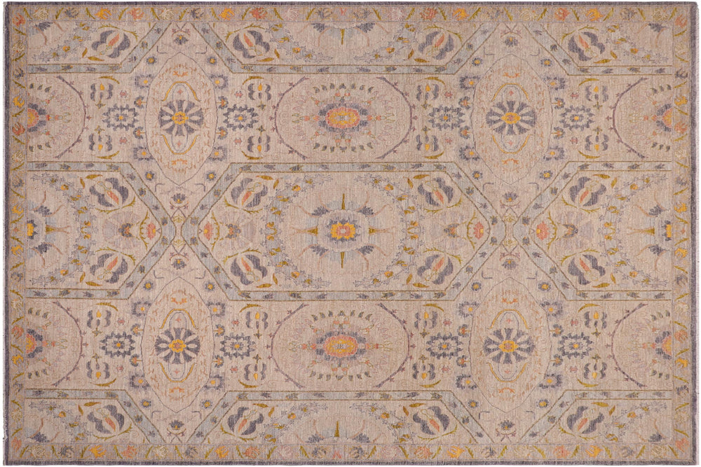 handmade Modern Kafkaz Gray Lt. Green Hand Knotted RECTANGLE 100% WOOL area rug 9' x 12'