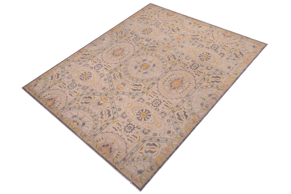 handmade Modern Kafkaz Gray Lt. Green Hand Knotted RECTANGLE 100% WOOL area rug 9' x 12'