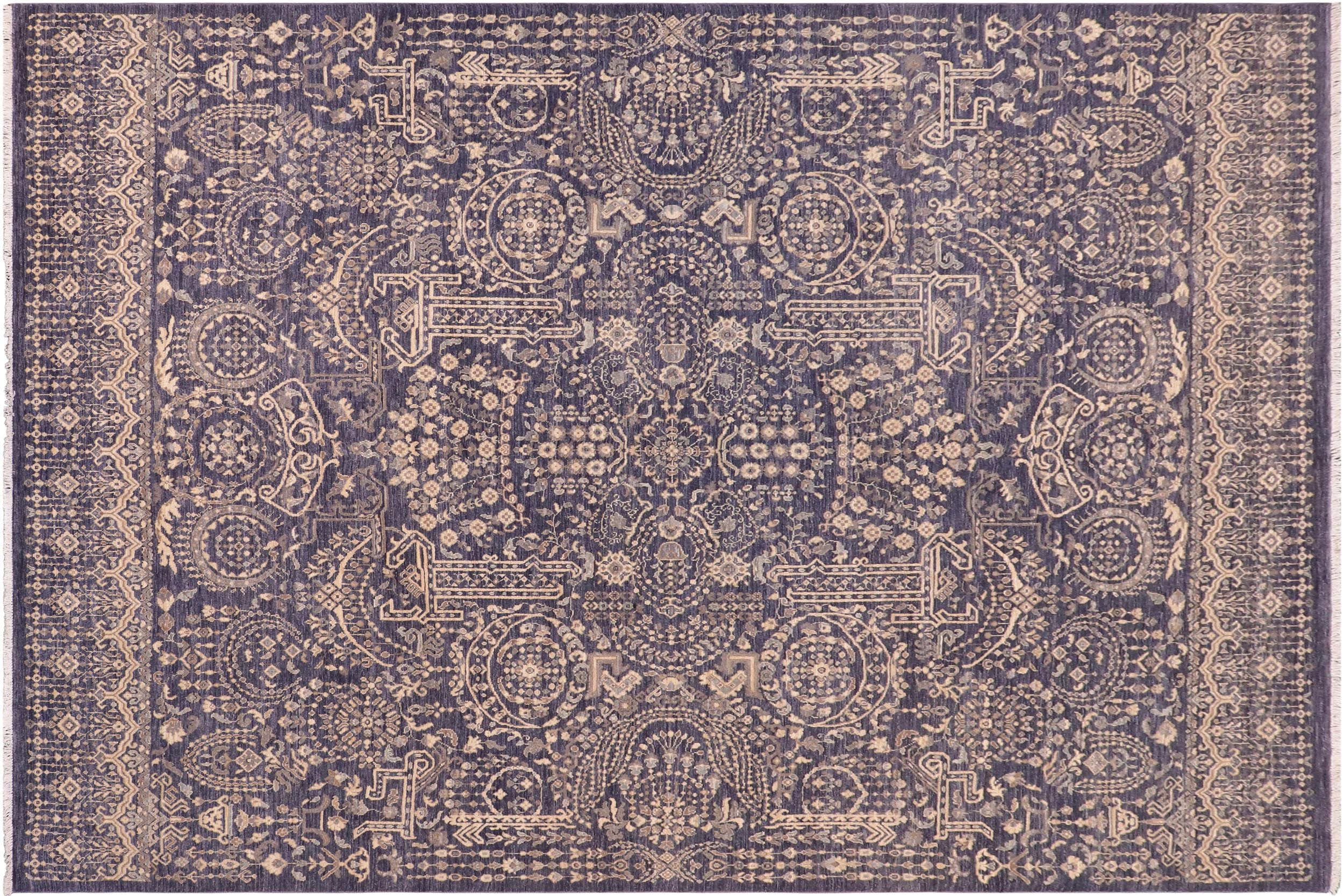 handmade Transitional Kafkaz Gray Beige Hand Knotted RECTANGLE 100% WOOL area rug 8' x 11'