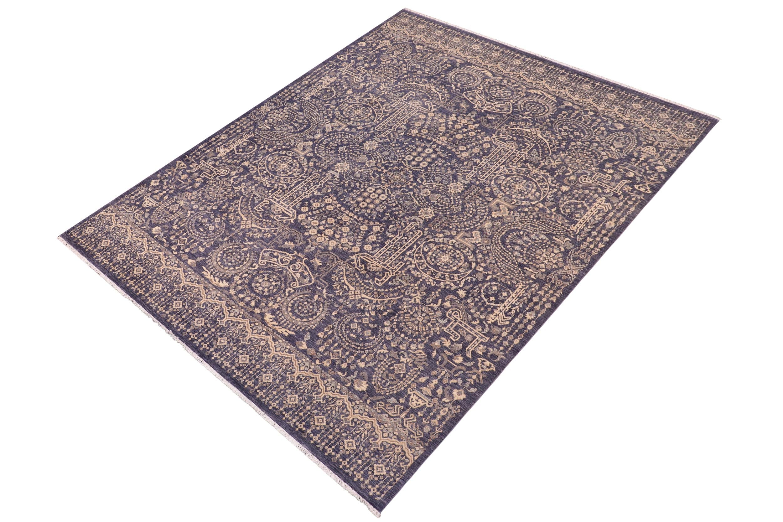 handmade Transitional Kafkaz Gray Beige Hand Knotted RECTANGLE 100% WOOL area rug 8' x 11'