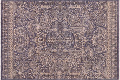 handmade Transitional Kafkaz Gray Beige Hand Knotted RECTANGLE 100% WOOL area rug 8' x 11'