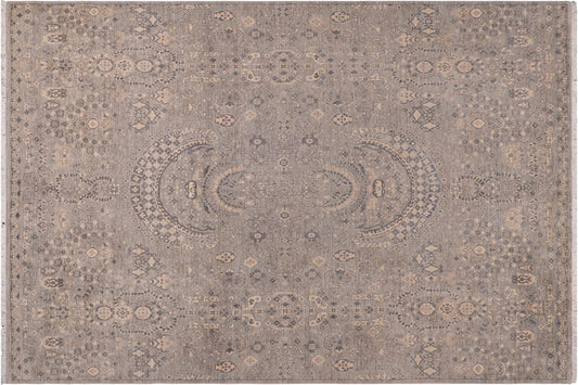 handmade Modern Kafkaz Blue Gray Hand Knotted RECTANGLE 100% WOOL area rug 8' x 10'