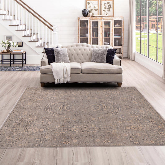 handmade Modern Kafkaz Blue Gray Hand Knotted RECTANGLE 100% WOOL area rug 8' x 10'