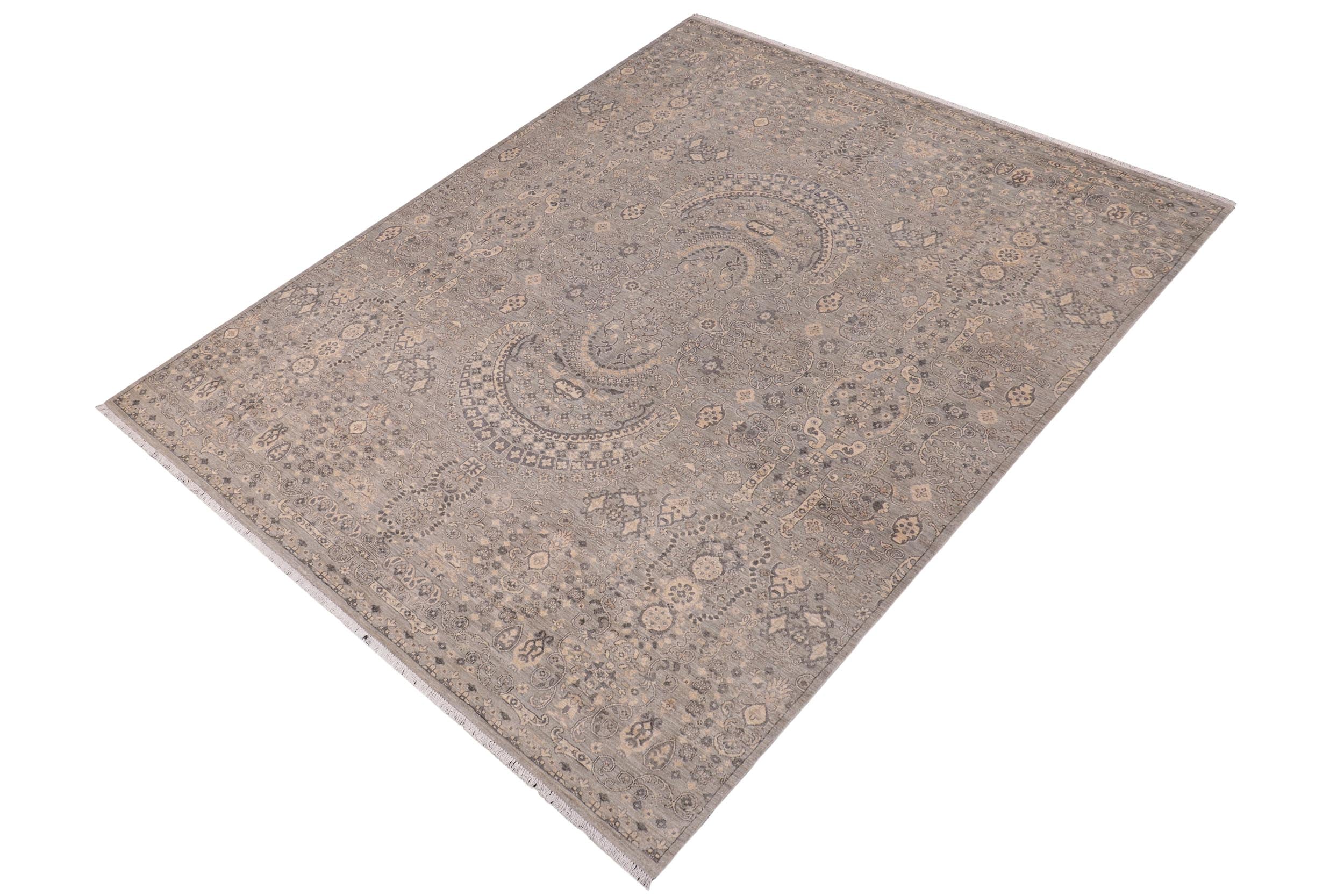 handmade Modern Kafkaz Blue Gray Hand Knotted RECTANGLE 100% WOOL area rug 8' x 10'