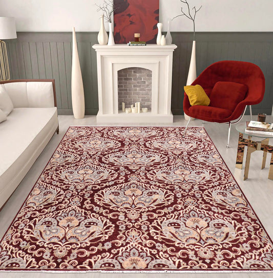 handmade Modern Kafkaz Red Blue Hand Knotted RECTANGLE 100% WOOL area rug 8' x 10'