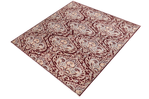 handmade Modern Kafkaz Red Blue Hand Knotted RECTANGLE 100% WOOL area rug 8' x 10'