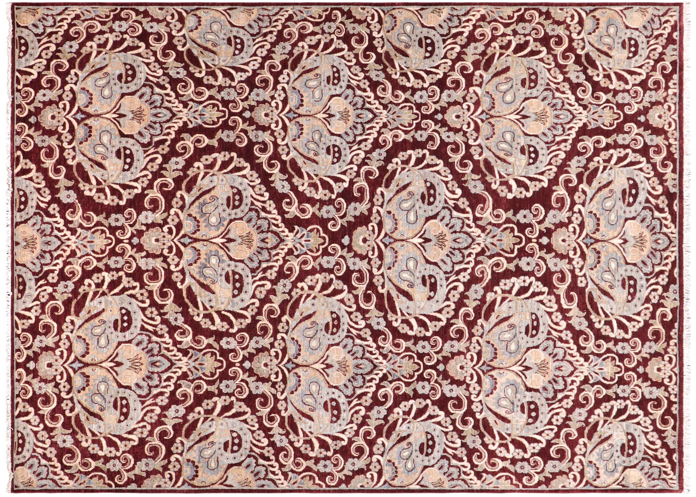 handmade Modern Kafkaz Red Blue Hand Knotted RECTANGLE 100% WOOL area rug 8' x 10'