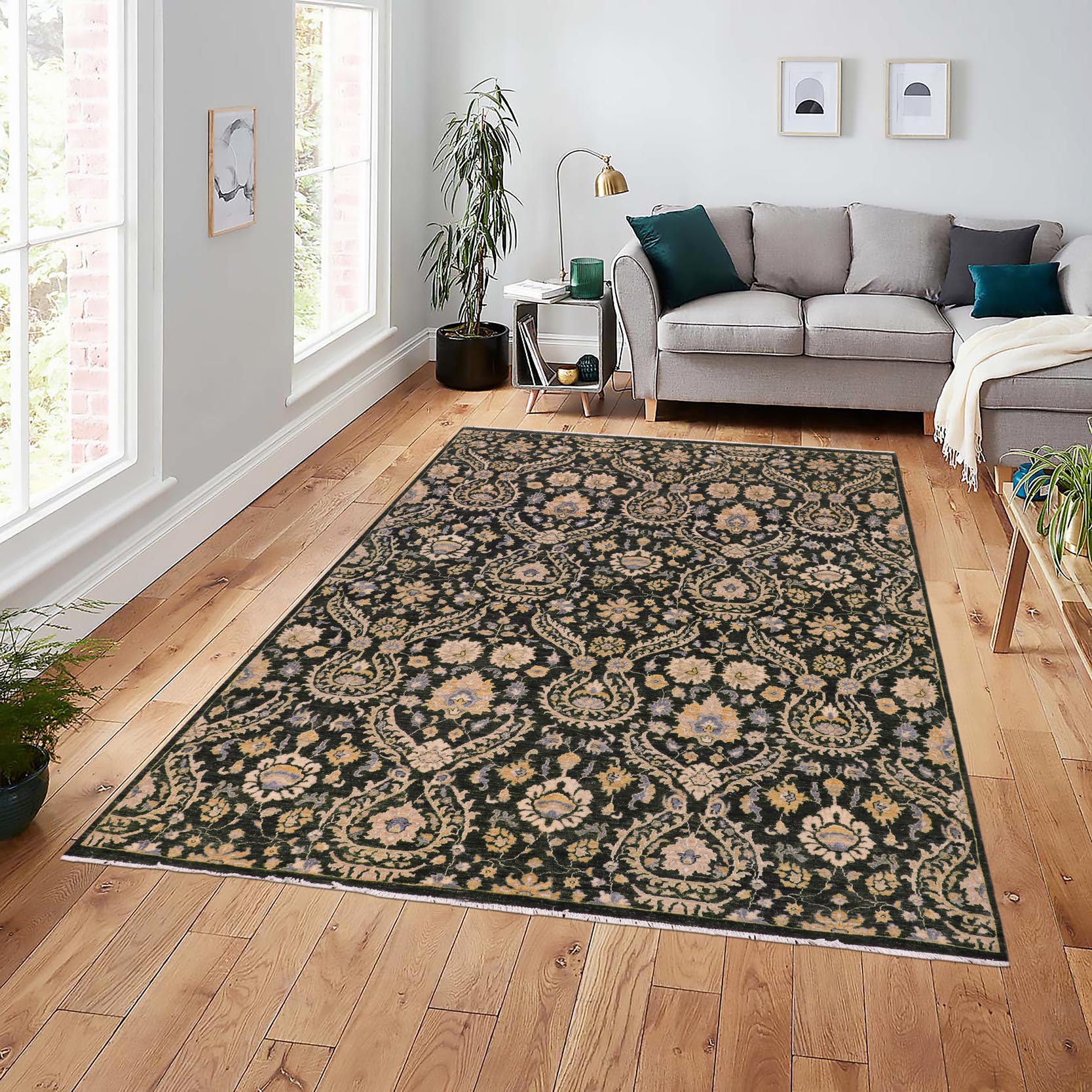 handmade Modern Kafkaz Gray Blue Hand Knotted RECTANGLE 100% WOOL area rug 7' x 9'