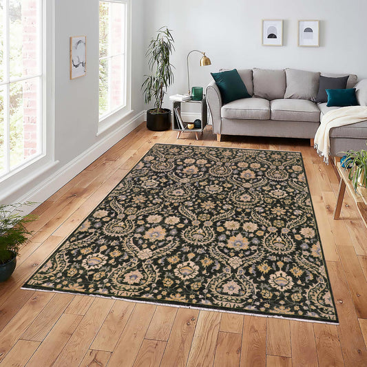 handmade Modern Kafkaz Gray Blue Hand Knotted RECTANGLE 100% WOOL area rug 7' x 9'