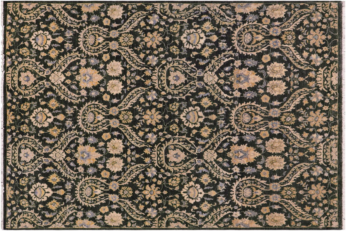7x9 hand knotted modern wool rug in gray and blue - Modern Dayami