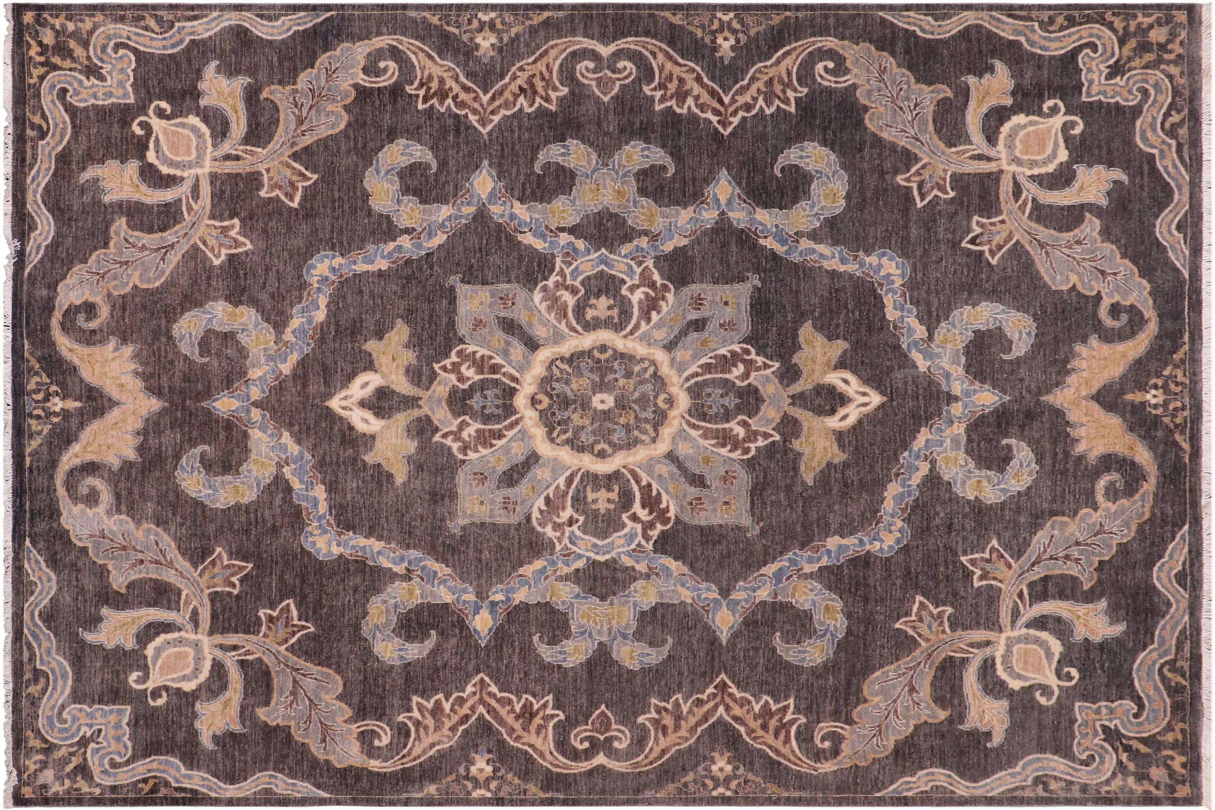 handmade Traditional Kafkaz Gray Blue Hand Knotted RECTANGLE 100% WOOL area rug 8' x 10'