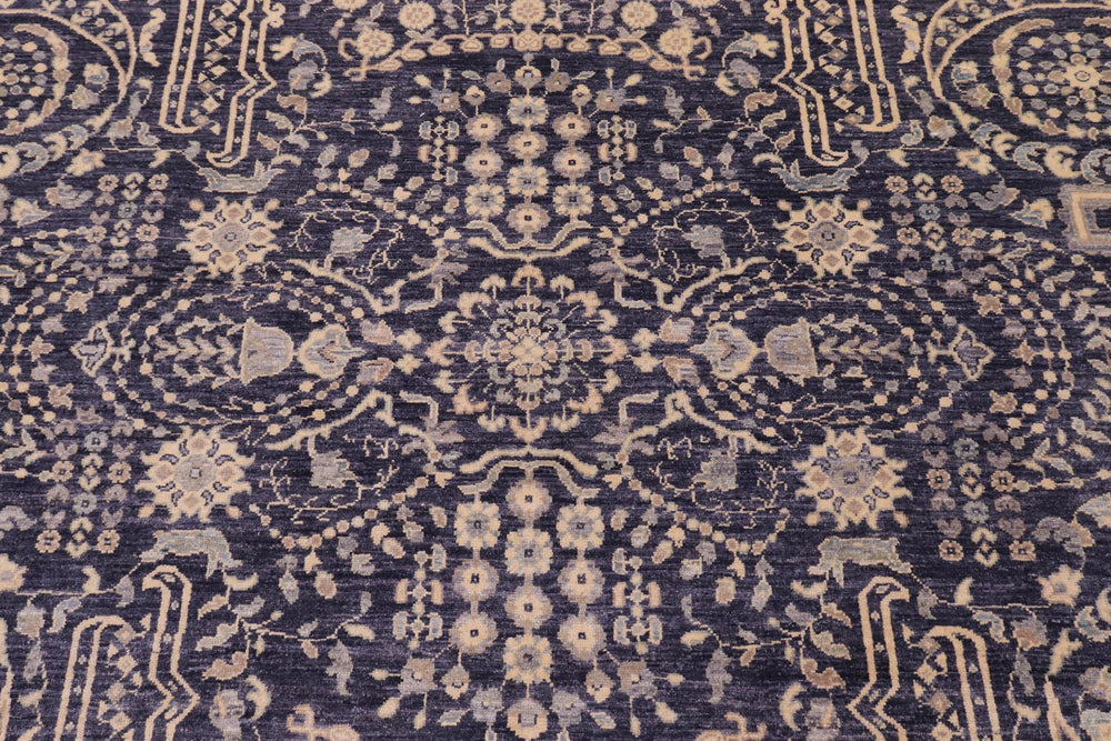 handmade Transitional Kafkaz Blue Gray Hand Knotted RECTANGLE 100% WOOL area rug 9' x 12'