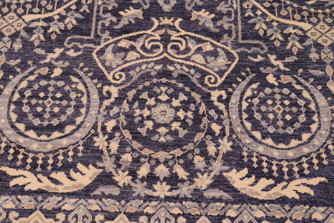 handmade Transitional Kafkaz Blue Gray Hand Knotted RECTANGLE 100% WOOL area rug 9' x 12'