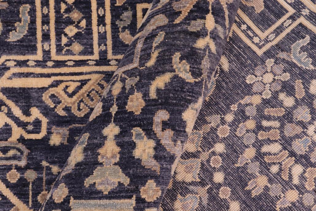 handmade Traditional Kafkaz Blue Gray Hand Knotted RECTANGLE 100% WOOL area rug 9 x 12