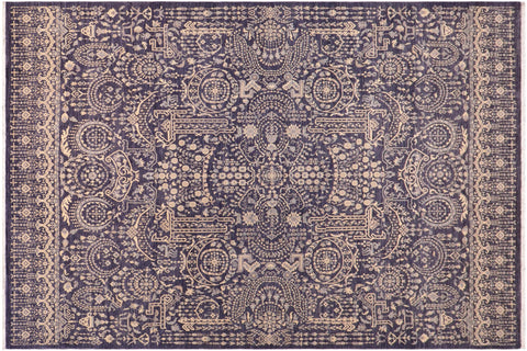 handmade Transitional Kafkaz Blue Gray Hand Knotted RECTANGLE 100% WOOL area rug 9' x 12'