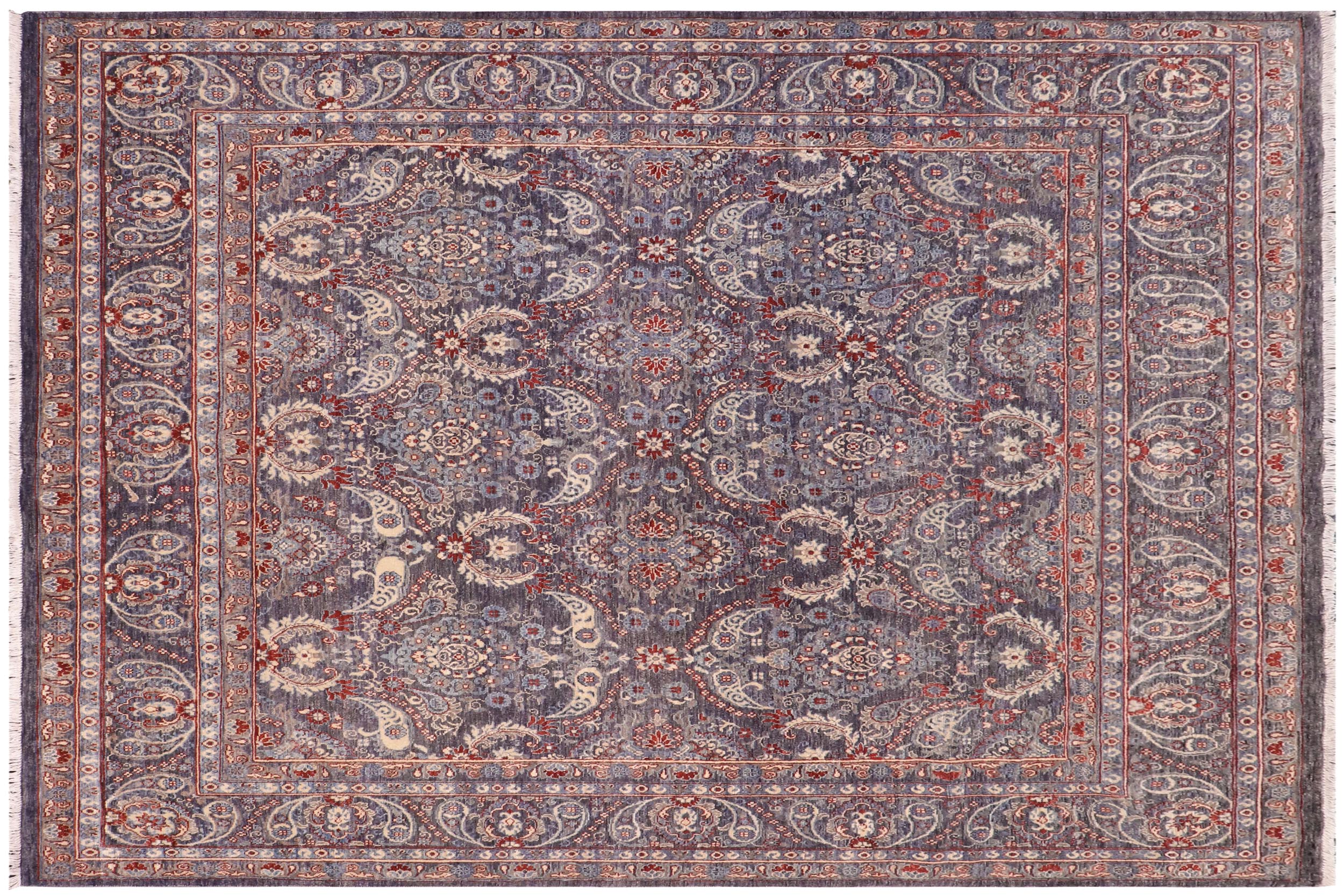 handmade Transitional Kafkaz Gray Blue Hand Knotted SQUARE 100% WOOL area rug 8' x 9'