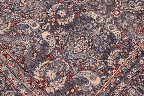 handmade Transitional Kafkaz Gray Blue Hand Knotted SQUARE 100% WOOL area rug 8' x 9'