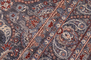 handmade Transitional Kafkaz Gray Blue Hand Knotted SQUARE 100% WOOL area rug 8' x 9'