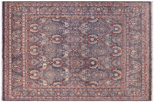 handmade Transitional Kafkaz Gray Blue Hand Knotted SQUARE 100% WOOL area rug 8' x 9'