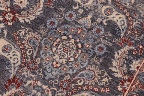 handmade Transitional Kafkaz Gray Blue Hand Knotted SQUARE 100% WOOL area rug 8' x 9'