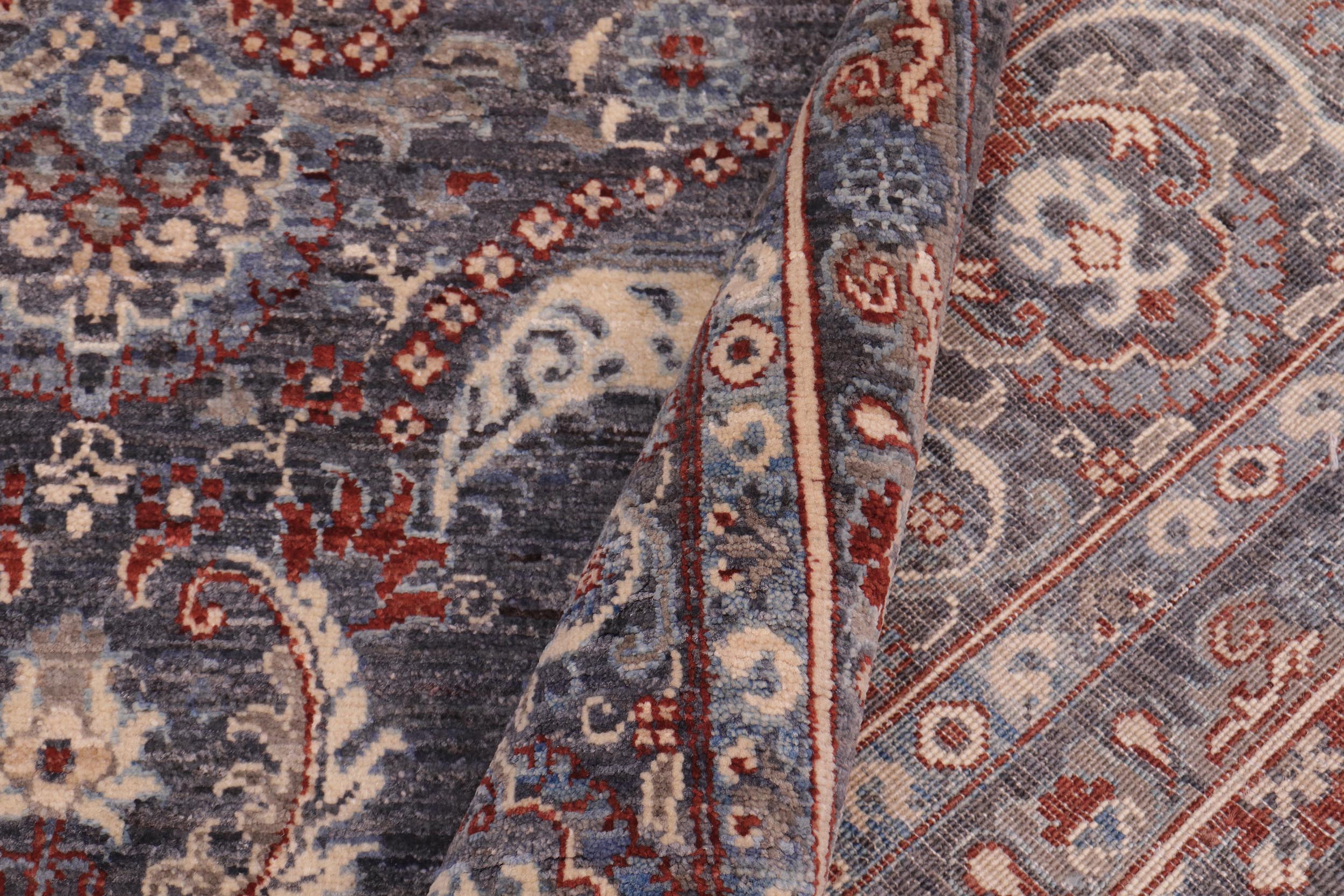 handmade Transitional Kafkaz Gray Blue Hand Knotted SQUARE 100% WOOL area rug 8' x 9'