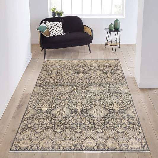 handmade Transitional Kafkaz Gray Blue Hand Knotted RECTANGLE 100% WOOL area rug 5' x 8'