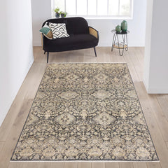 handmade Transitional Kafkaz Gray Blue Hand Knotted RECTANGLE 100% WOOL area rug 5' x 8'