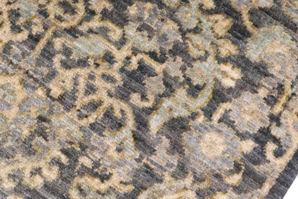 handmade Transitional Kafkaz Gray Blue Hand Knotted RECTANGLE 100% WOOL area rug 5' x 8'