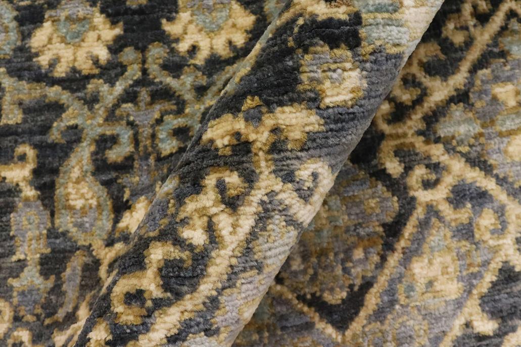 handmade Transitional Kafkaz Gray Blue Hand Knotted RECTANGLE 100% WOOL area rug 5 x 8