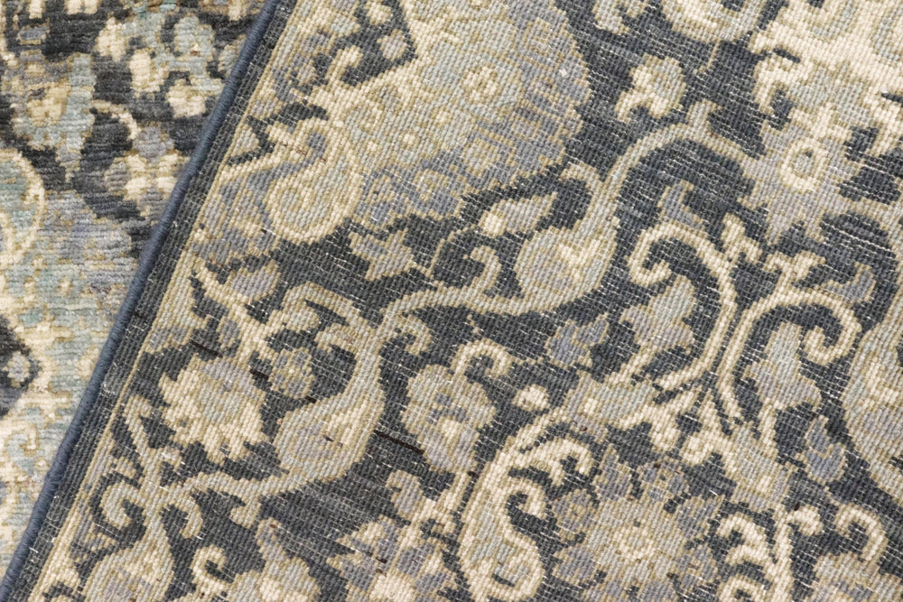 handmade Transitional Kafkaz Gray Blue Hand Knotted RECTANGLE 100% WOOL area rug 5' x 8'
