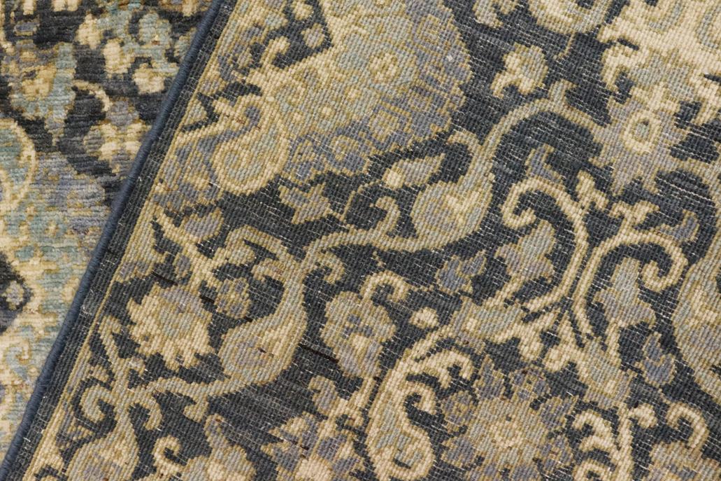 handmade Transitional Kafkaz Gray Blue Hand Knotted RECTANGLE 100% WOOL area rug 5 x 8