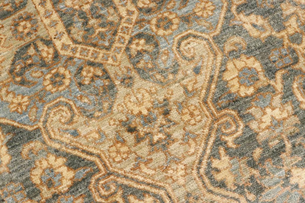 handmade Transitional Kafkaz Gray Blue Hand Knotted RECTANGLE 100% WOOL area rug 6 x 9