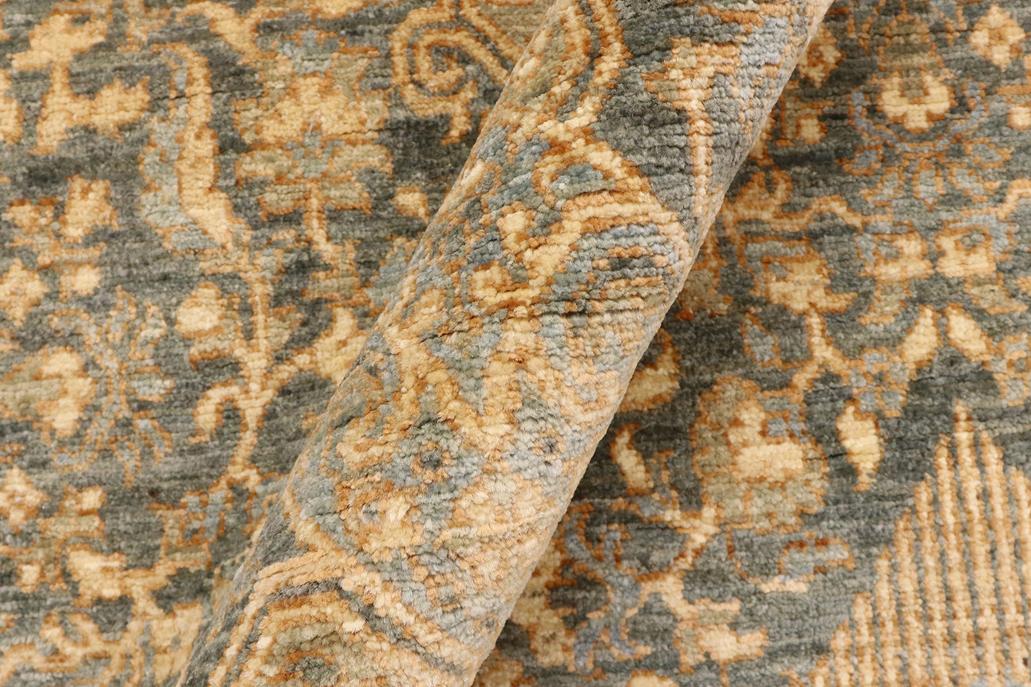 handmade Transitional Kafkaz Gray Blue Hand Knotted RECTANGLE 100% WOOL area rug 6 x 9