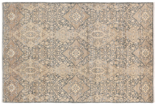 handmade Modern Kafkaz Gray Blue Hand Knotted RECTANGLE 100% WOOL area rug 6' x 9'