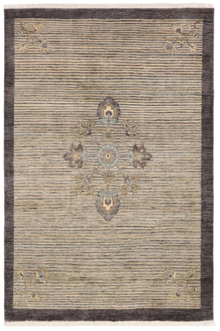 Modern Gabbeh Aaron Gray/Blue Wool Rug - 4'7'' x 6'6''