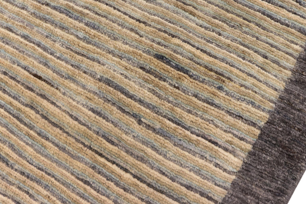 handmade Modern Kafkaz Gray Blue Hand Knotted RECTANGLE 100% WOOL area rug 5' x 7'