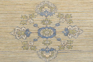 handmade Modern Kafkaz Beige Blue Hand Knotted RECTANGLE 100% WOOL area rug 5' x 6'