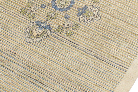 handmade Modern Kafkaz Beige Blue Hand Knotted RECTANGLE 100% WOOL area rug 5' x 6'