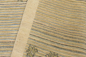 handmade Modern Kafkaz Beige Blue Hand Knotted RECTANGLE 100% WOOL area rug 5' x 6'